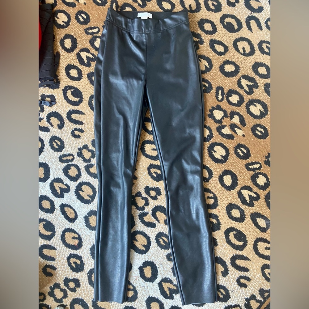 H&M black pleather pants size 4